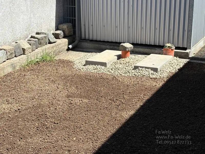 Wärmepumpen-Fundament mit angelegtem Erdreich